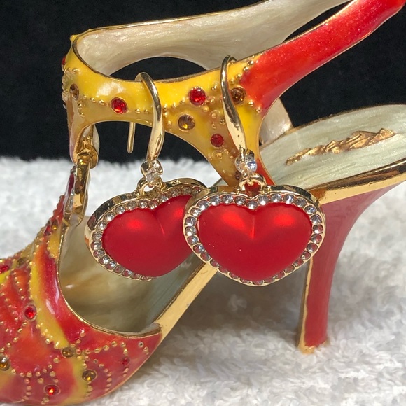 925 Silver with plated gold Pretty red heart  earrings —-NWOT - Picture 11 of 13